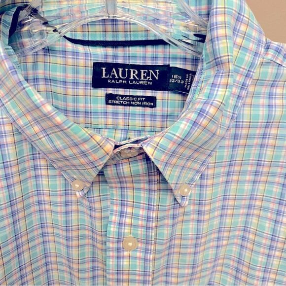 LAUREN Ralph Lauren Men’s Button Down Plaid Shirt Size 16 1/2 - Picture 3 of 4